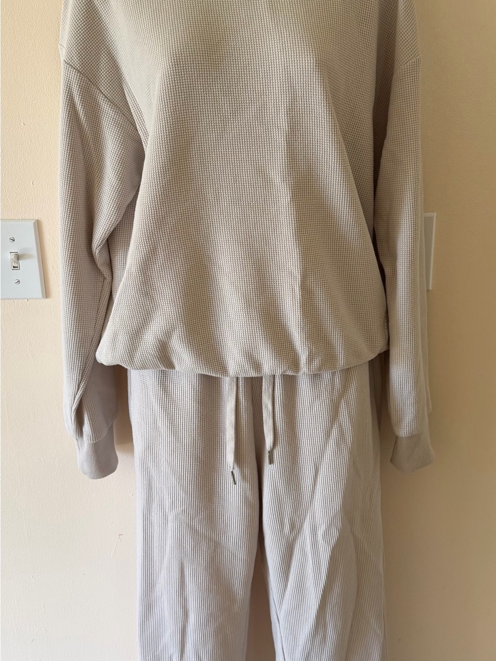 Women's Cmfrt Waffle-Knit Set in White Dove